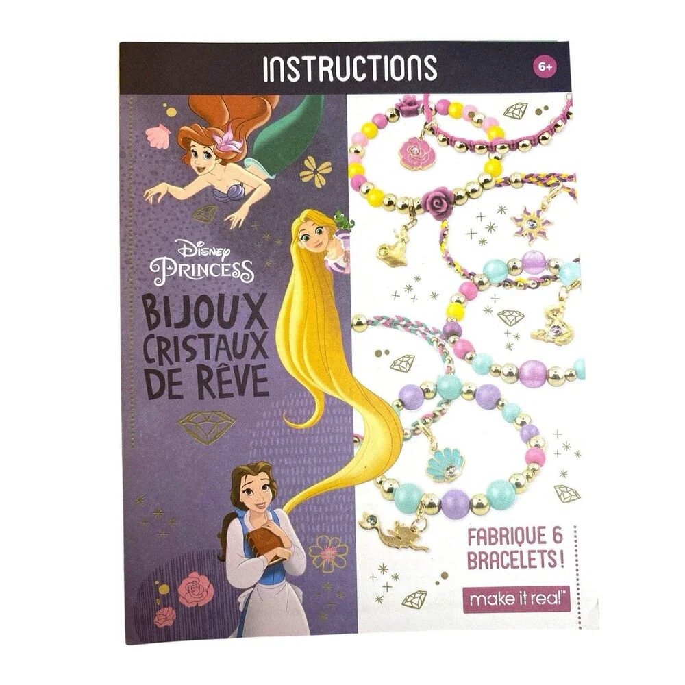 Disney Princess Crystal Dreams Jewelry Making Kit DIY Beads Charms 6 Bracelets